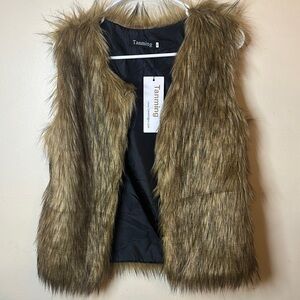Chic Brown Faux Fur Vest
